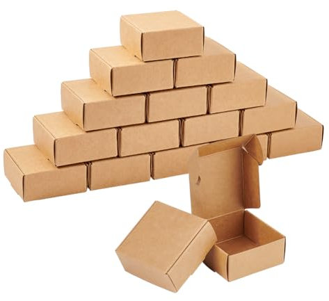 OLYCRAFT 100 Stück Mini Pappschachteln 5.5x5.5x2.5cm Brauner Karton Geschenkboxen Schmuck Kraftbox Kleine Versandschachteln Aus Wellpappe Mini Boxen Zum Verpacken von Geschenken Kleiner Gegenstände