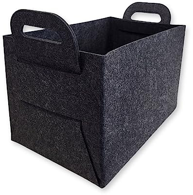 3 x Filzkorb 44x31x29cm – Faltbarer Aufbewahrungskorb aus Filzstoff - Flexibler Allzweckkorb für Kaminholz, Zeitungen, Spielzeug, Flaschen & Bücher - Tragekorb 20 kg Tragkraft