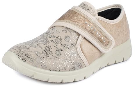 Aerosoft Damen Klett-Halbschuh Stretch 19 Weite G-H Wechselfußbett rutschhemmend (Beige 24, Numeric 41)