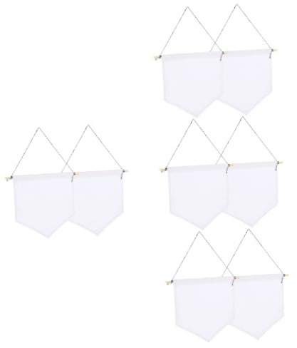 Amosfun 8stücke Weiße Stoffbanner Für Leere Hängende Flaggen Dekoration Für Garten Und Zuhause Vielseitige Wimpel Für Abzeichen Und Kreative Projekte