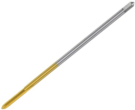 QUARKZMAN Taraud Métrique M3 x 0.5 H2 100mm Extra Longue en Acier Rapide M35 Revêtu de Titane pour Machine à Fileter Les Vis à Filetage Droit