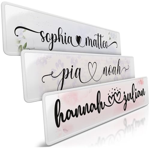 schildEVO 1 Hochzeit Auto-Kennzeichen | Wunschnamen & Herz | Viele Motive | Hochzeitsauto Kennzeichen | Aluminium | just married | grod gheirat | Hochzeit Autoschild | 520 x 110 mm