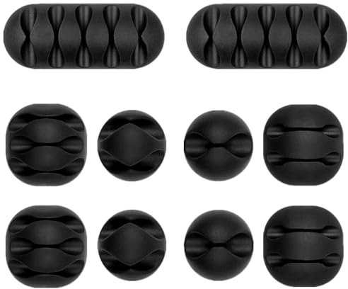 Cable Organiser, Cable Holder Clips under Desk Cable Management Cord Organiser Clips Adhesive Cable Tidy Clips for Home Office Accessories (Black)