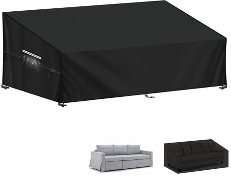 LAMUNI Gartensofa Schutzhülle für 3-4 Sitzer Gartenbank Abdeckung Outdoor Gartenlounge Abdeckhaube Wasserdicht Rattan Sofa Abdeckplane für Gartencouch Loungesofa Abdeckung, 208x99x89/61cm