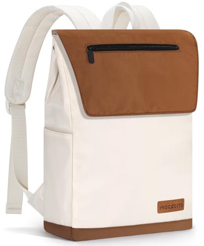 MOCOCITO Rucksack Damen, Daypack, Laptop Rucksäcke, Reiserucksack Arbeitstasche mit 15,6 Zoll Laptopfach, Tagesrucksack, Schön Elegant Backpack für Ausflüge, Uni, Schule u. Büro(Beige + Braun)