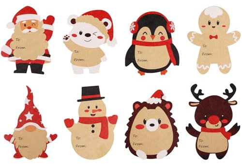 DERAYEE 120 Stück Weihnachten Aufkleber,Etiketten Selbstklebend zum Beschriften,Kraftpapier Weihnachtsaufkleber,Geschenkaufkleber,Weihnachtssticker Weihnachtsaufkleber Klebeetiketten Tiere Kinder