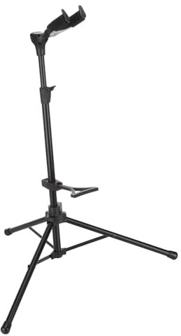 sourcing map Soporte de guitarra, soportes ajustables para guitarra eléctrica, acústica, bajo, trípode de bloqueo automático con soporte para el cuello