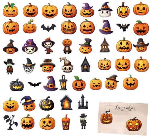 Halloween-Aufkleber für Kinder,Niedliche Halloween-Aufkleber | Halloween-Party-Aufkleber, 50 Stück, niedliche Cartoon-Geister-Aufkleber - Halloween-Aufkleber, Halloween-Wasserflaschenaufkleber für Pla