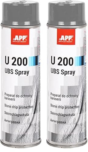 APP U200 UBS - Überlackierbarer Unterbodenschutz Spray für Autos und Wohnwagen aus Kunstharz und Kautschuk | Steinschlagschutz Spray | Korrosionsschutz Spray | Grau | 500 ml (Packung mit 2)