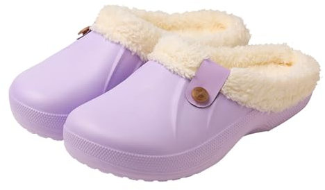 Dihope Zoccoli Donna Uomo Invernali Sabot Imbottiti Unisex-Adulto Ciabatte in Gomma Invernali Pantofole Casa Esterno Caldo Pantofole Inverno Impermeabile, Viola, 37/38 EU