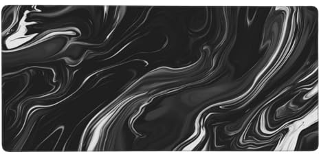 Schwarz und Weiß Gaming Mauspad XXL 700x300x3 mm, Kunst Mauspad Groß Vernähte Kanten, Mousepad mit Anti Rutsch Basis Wasser Resistent Oberfläche, Schreibtisch Unterlage für Tastatur, PC, Laptop-LG983