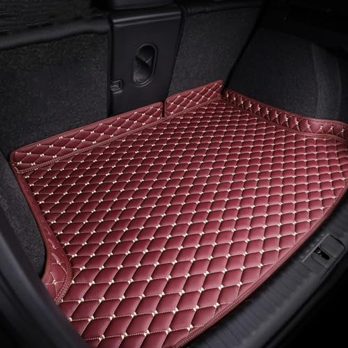 ZHIDZ Alfombrillas Maletero Cuero Coche para Renault Captur II 2019-2024+, Impermeable Funda Bandeja Maleteros Protector Antideslizante Accesorios,B Wine Red