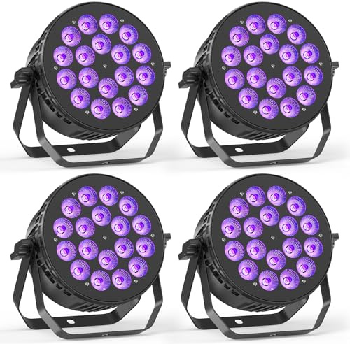 Oloaxolx 4 Stück18 x10 W RGBW Led Par Strahler,LED-Bühnenbühne mit DMX512, 4/8CH-Sound aktiviert, Auto, Master-Slave-Modus für die Hochzeitsbühnenbalken KTV Party Light Up House