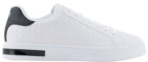 Armani Exchange Herren Embroidered London Sneaker, Optic White + Black, 42 EU