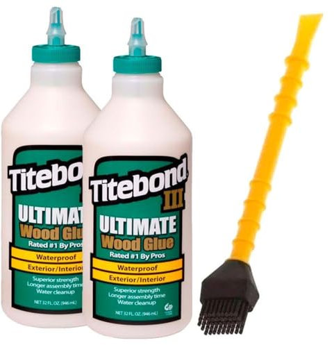 Titebond III Ultimate - Colla per legno 2 X 946 ml D4, colla Hoz per interni ed esterni, impermeabile + applicatore per colla Titebrush nero