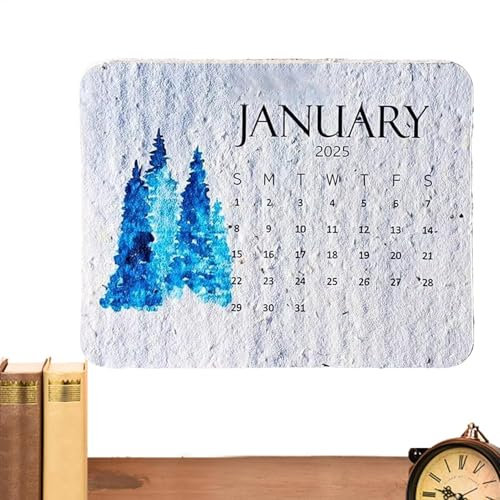 2X Pflanzbarer Kalender 2025, Kreativer Einpflanzbarer Kalender 2025, Familien Tagesplanerkalender, Moderner Grünkalenderplaner, Tischdekoration Für Zuhause