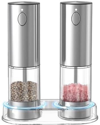 Zwfjcmsa Electric Salt and Pepper Grinder Set Rechargeable LED Automatic Salt & Pepper Mill Grinder with 6 Adjustable Coarseness