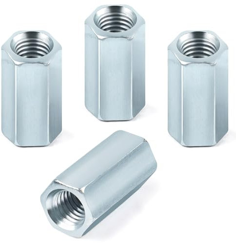 4 Stück Langmutter M6 x 20mm, Jeboler Gewindemuffen Verzinkt Stahl Sechskant Verbindungsmuttern, Gewindehülsen Distanzmuffen Langen Sechskantmuttern für Haushalts Bürogeräte Montageschrauben