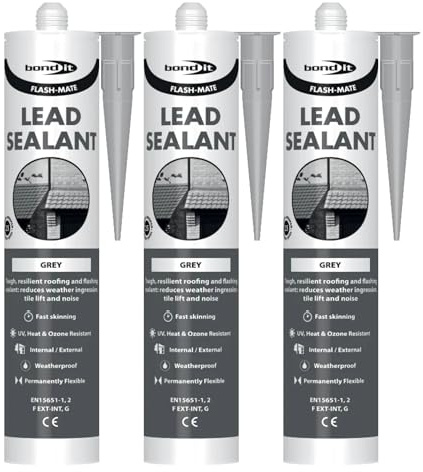 Bond It FLASH-MATE Low Modulus Lead Silicone Sealant – 3x Grey, 285ml | Weatherproof – UV Resistant – Roofing-Grade Neutral Cure Sealant | Silicone Sealant for Lead Flashing – Guttering & Cladding