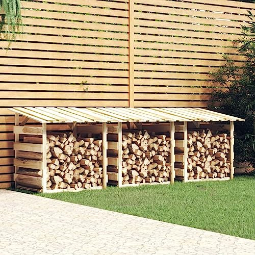 Pergolen mit Dach 3 STK., Somanki Kaminholzregal, Brennholzregal Außen, Holzstapelhilfe, Holzunterstand, Kaminholzregal Aussen, Holzregal Kaminholz, 100x90x100 cm Kiefernholz Imprägniert