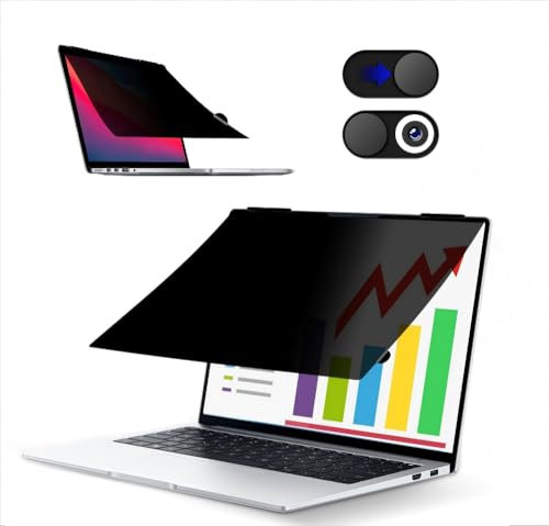 JiSiTeCai Flip 180° Privacy Screen Filter for MacBook Air 13.6 Inch (2022-2024, M2, M3) Model: A2681 A3113, Matte Anti Glare Blue Light Protector Private Security Filter for 13.6In Mac Laptop