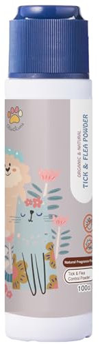 Ollie & Luna Cat Flea Treatment Powder - 100% Natural Dry Cat Flea Shampoo, Leave-in No Rinse, Quick and Easy to Apply Waterless Tick & Flea Treatment for Cats & Kittens over 8 Weeks |100g