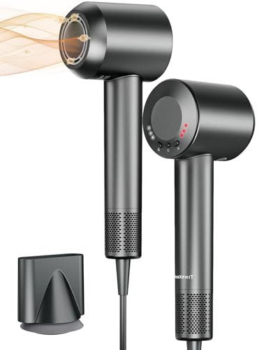 TRANXPHIT Secador de Pelo Profesional Iónico:160.000 RPM, 62m/s Potente, 3 Velocidades, Control Térmico 4 Niveles, Mini Secador Pelo Viaje Potente, Motor Sin Escobillas, Hogar y Viaje