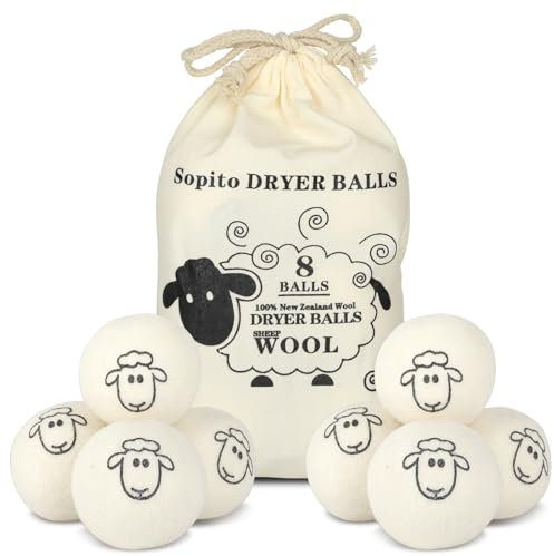Palline Asciugatrice per Lavasciuga, 8 Pezzi in 100% Lana di Pecora, XXL Palline Ecologiche per Duvet, Ammorbidente Naturale per Abiti Morbidi