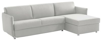 Talamo Italia - Sofa mit Halbinsel Ubalda, Ecksofa für Wohnzimmer, gepolstert, Abnehmbarer Bezug, 100% Made in Italy-Qualität, 260x160 h90 cm, Hellgrau