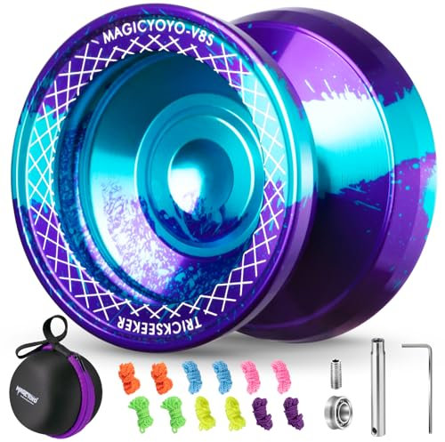 MAGICYOYO V8S JoJo für Kinder ab 8 Jahren - Profi Finger-Spin Yoyo für Anfänger & Fortgeschrittene, 2-in-1 JoJo (Responsive & unresponsive), Trick-JoJo inkl. 12 Schnüren & Tasche