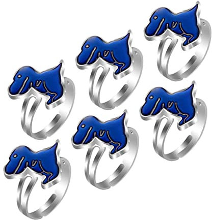 FRCOLOR 6Stücke Verstellbare Stimmungsringe Farbwechsel für Kreative Dino Ringe Mitgebsel für Kindergeburtstag Besondere Anlässe