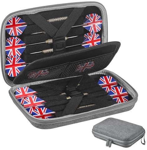 Hejo Darts Tasche, Darttasche für 12 Darts, Dartpfeile Tasche für weiteres Dart-Zubehör mit Mehreren Netztaschen, Tragbar und Langlebig Dartpfeiltasche für Spitzen, Flights, Schäfte, Darts Zubehör