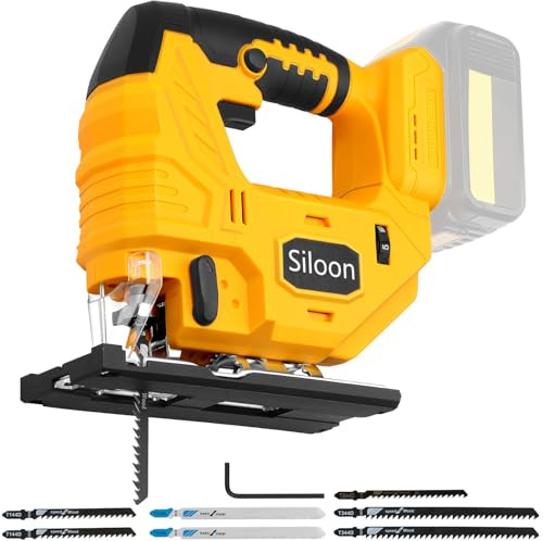 Jig Saw with Dw 20v Battery,Cordless Jigsaw with 7 Speed Variable Up to 3200RPM, LED Light, 45° Bevel Cuts,3 Orbital Settings for Straight/Curve/Bevel/Circle Cutting(Battery Not Included)