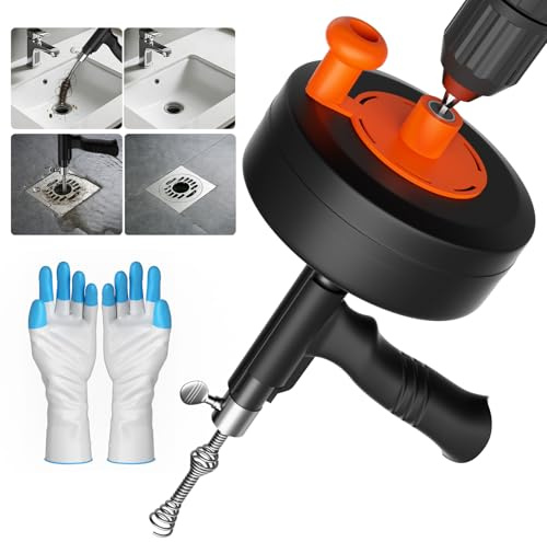 Trivella di scarico resistente da 6,5 m, serpente idraulico professionale con adattatore per trapano, rimozione di intasamenti manuale e alimentata per cucina, bagno, lavandino doccia e vasca