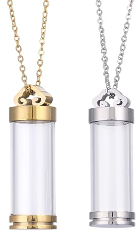 beinkmake Vial Necklace Glass Ashes Holder Pendants Urn Mini Glass Bottles Necklace Cremation Container Memorial Jewelry