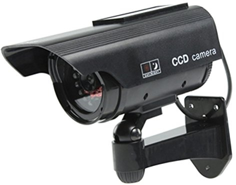 Ex-Pro® Black SOLAR Dummy/Fake CCTV Security Camera/Outdoor Camera with Solar panel for flash LED [LARGE Version]
