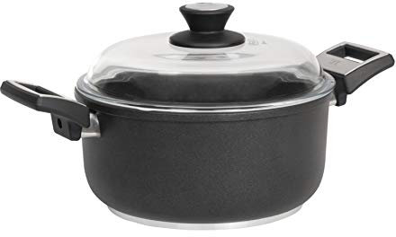 SKK 2521 Titan Induction Grande cocotte en Fonte avec Couvercle en Verre diamètre : 16 cm