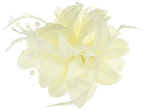 5230-Fleur Tissu Ivoire cheveux avec Perles-Broche clip & pin.Wedding courses
