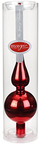 Inge-glas 10002C220-MO Baumspitze aus Glas 28 cm hoch, 7cm breit, 1 Stück, Rot Glanz