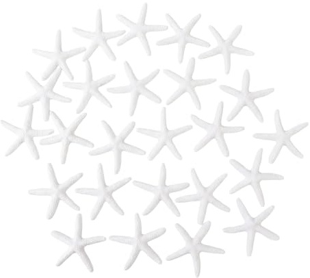 LJY White Resin Starfish, 25 Pack, 6 cm Coastal Craft Decor | Raised surface details create a repeated sea-life form for dry decorative arrangements