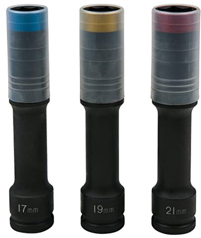 KS Tools 515.0622 SlimPOWER Alu-Felgen Kraft-Stecknuss-Satz, extra lang, 3-tlg., 1/2, 17, 19, 21mm