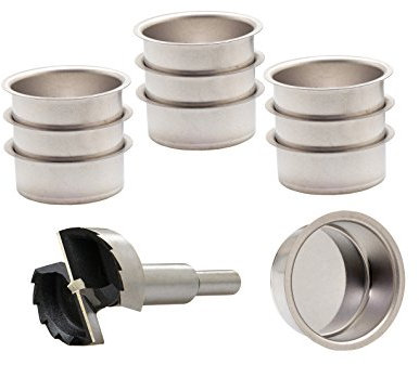 A.J. Wwe - Metallwaren GmbH Teelicht Tülle 40 mm und EIN Forstnerbohrer verzahnt 1 5/8'' (42 mm), Modell:10 Stck Weißblech
