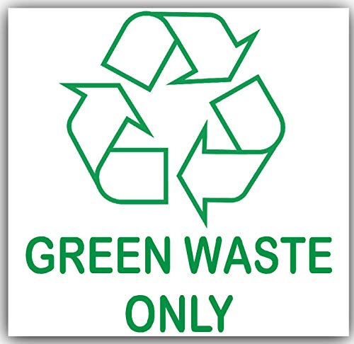 1 x R28 Green Waste Self Adhesive Sticker Durable Vinyl Sign Label Recycling Bins Compost Trash Cans Kitchen Garden Indoor and Outdoor Use Recycle Decal