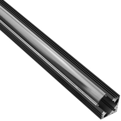 tktrading24 A19 LED Profil Schwarz mit Abdeckung - Premium Eckprofil 90° - 1m klar