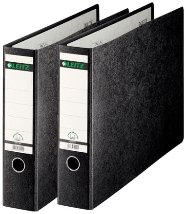 Leitz Qualitäts-Ordner 180° A3 quer, 2er Pack, Schwarz, 80 mm Rücken, A3-Querformat, Einband aus Hartpappe, 10730000