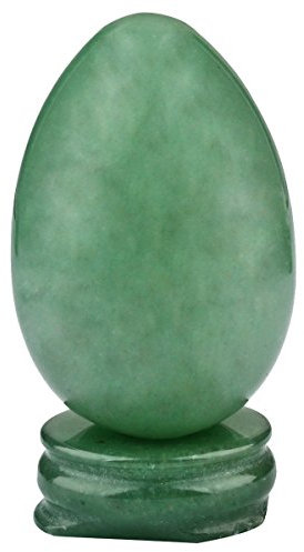 mookaitedecor Grüner Aventurin Kristall Ei für Ostern Dekor, Oval Kugel Edelstein Ei mit Ständer für Heilung Reiki Chakra Heimdekoration