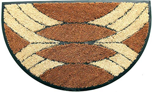 Coco & Coir Indoor Outdoor Doormat | Natural Thick (1.6cm) Coir, Hard Wearing Non-Slip Rubber Backed Entrance Mat (Palm Cluster Arc)