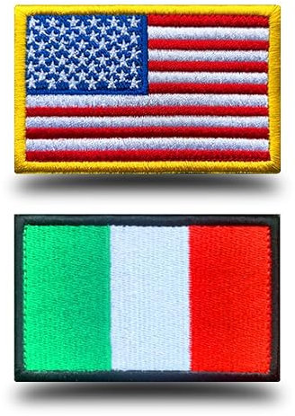 Uns Flagge Italienische Flagge Klett Patch, Antrix 2 Pack American Flagge Italien Flagge Velcro Patch Military Tactical Telefonist Patches