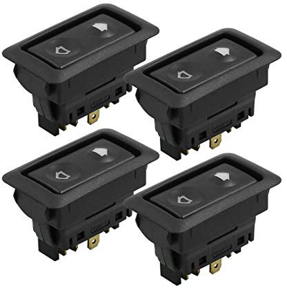 sourcing map 4Pcs 6 Patillas Interruptor Momentáneo de Elevalunas Pulsador con Luz Blanca Coche 12V CC