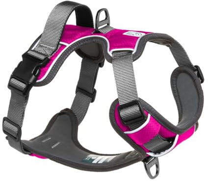 Embark Adventure Dog Harness, Easy On and Off with Front and Back Leash Attachments & Control Handle - No Pull Training, Size Adjustable and Non Choke (XL, Pink)